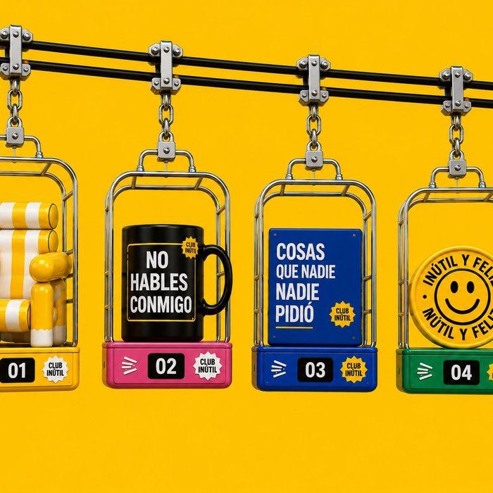 Llaveros Club Inútil colgando